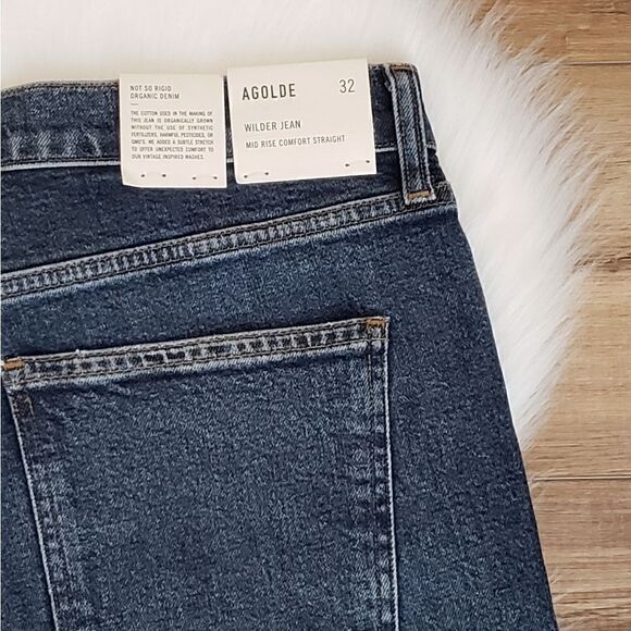 Agolde Wilder Mid-Rise Straight Leg Denim Jeans In Hype Size 32 NWT - Picture 11 of 14